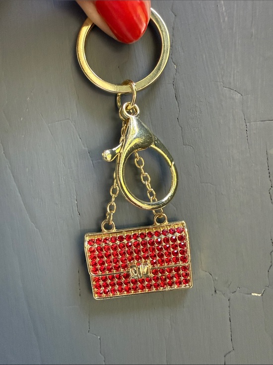 Accessories - Gold-Tone Red Crystal Purse Keychain